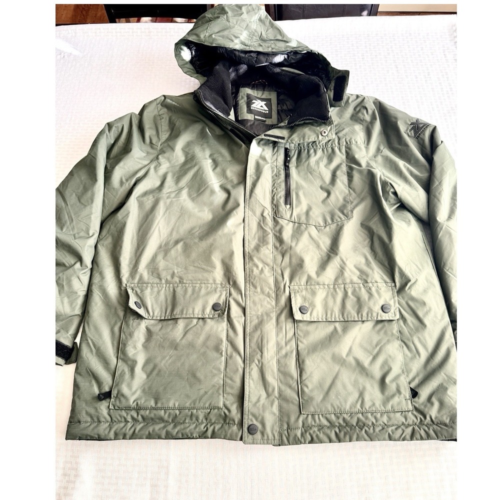 ZeroXposur Mens XXL Olive Green Heavyweight Winter Parka Ski Jacket Hooded Coat